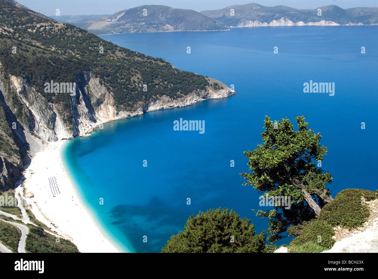 Myrtos Strand Stockfoto