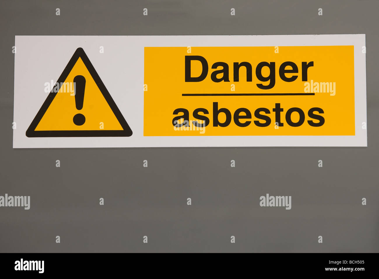 Warnschild Asbest Stockfoto
