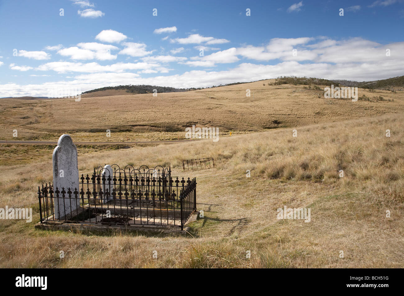 Historische alte Friedhof aufgegeben Gold Rush Town von Kiandra Kosciuszko National Park Snowy Mountains, New South Wales Australien Stockfoto
