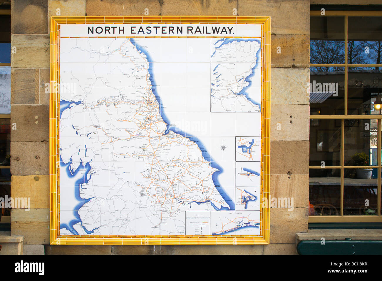Alten North Eastern Railway Karte Pickering Station North Yorkshire Stockfoto