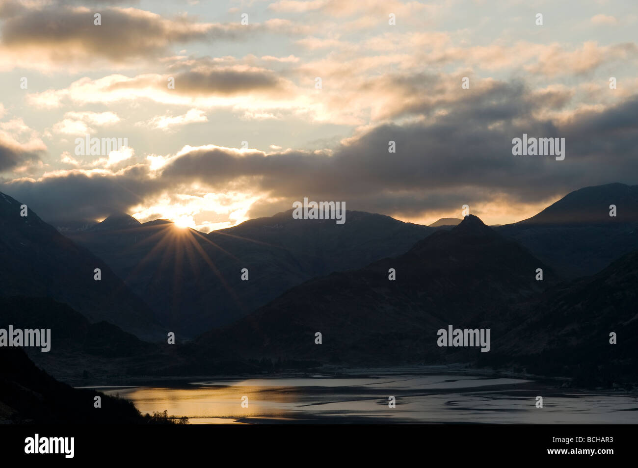 Berg Sonnenaufgang, schottischen Highlands, UK Stockfoto