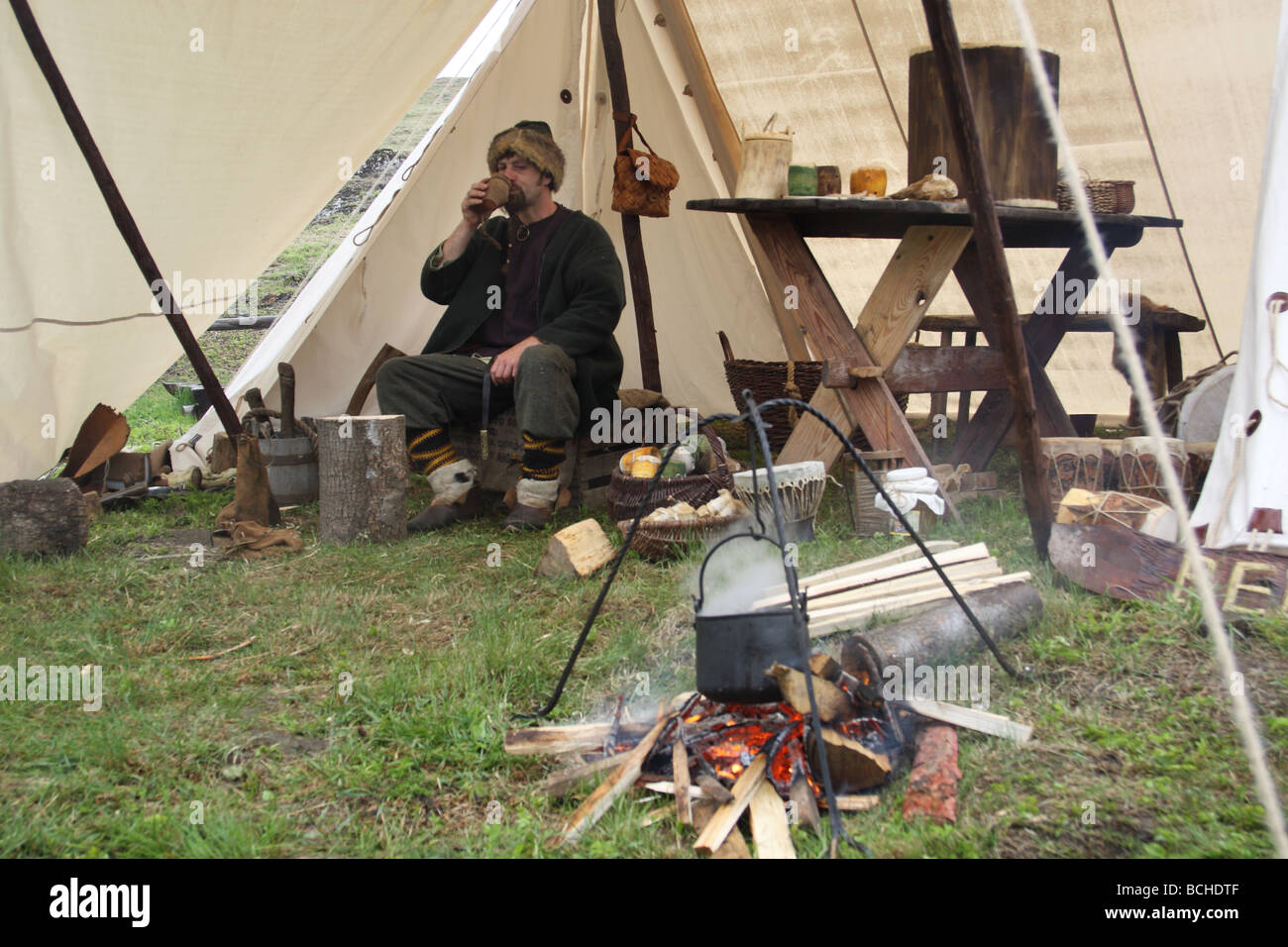 Präsentation der eine alte, vergessene handwerkliche Berufe. Ogrodzieniec, Polen. Stockfoto