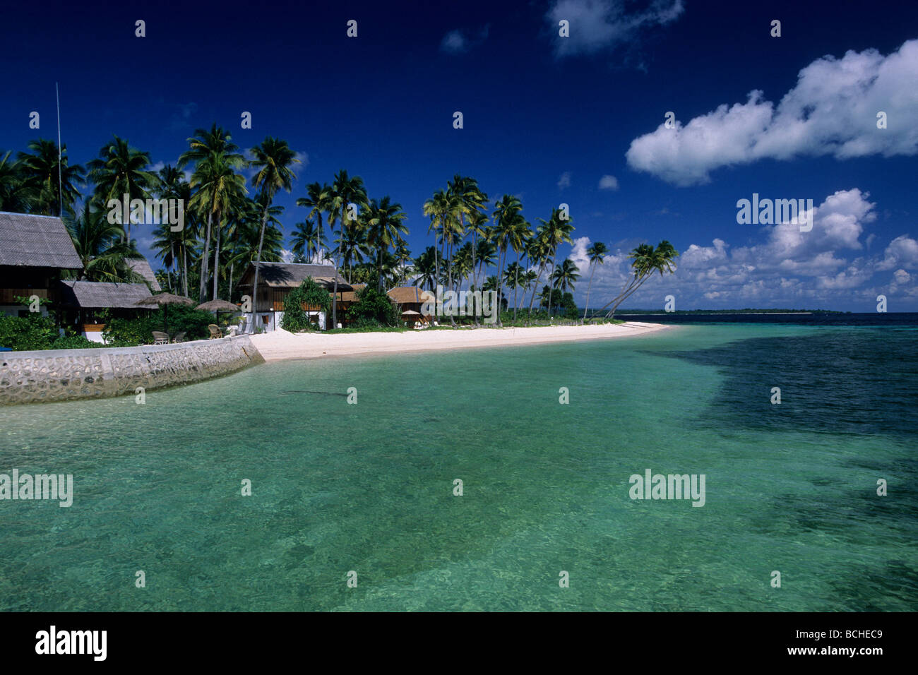 Strand von Tauchresort Wakatobi Celebes Indopazifik Indonesiens Stockfoto