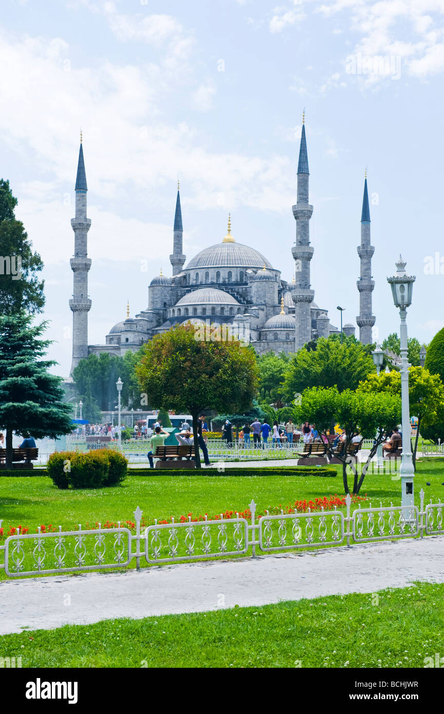 Türkei, Istanbul, Sultanahmet, der blauen Moschee oder Sultan Ahmet Camii erbaut 1616 von Mehmet Aga für Sultan Ahmet 1, Blick auf den park Stockfoto
