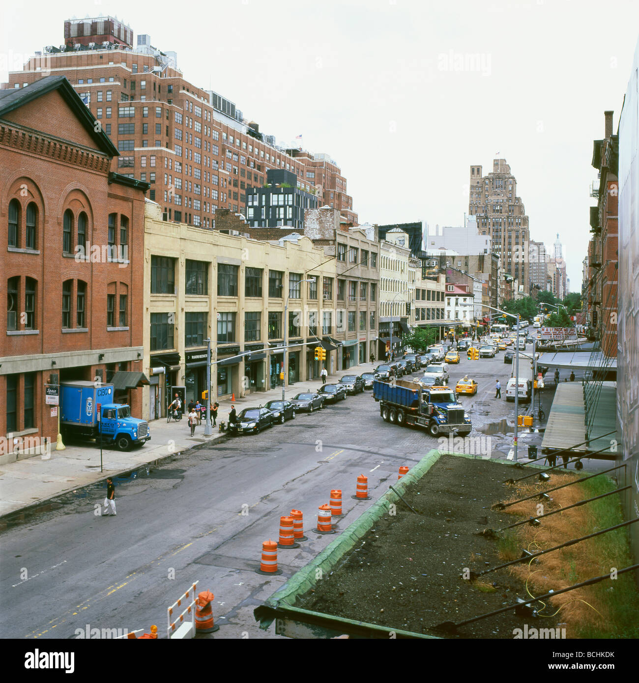 Ansicht eines NYC street im Meatpacking District W 14th Street Chelsea in Manhattan New York City USA KATHY DEWITT Stockfoto