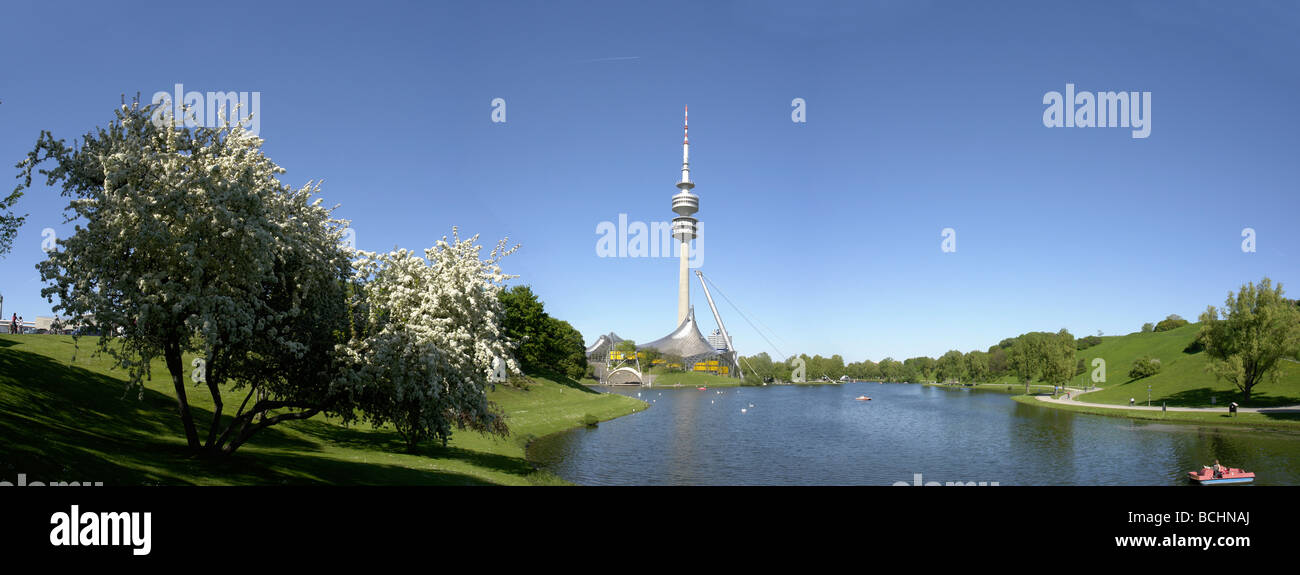 See im Olympiapark München Bayern Deutschland statt der Olympischen Spiele 1972 Stockfoto