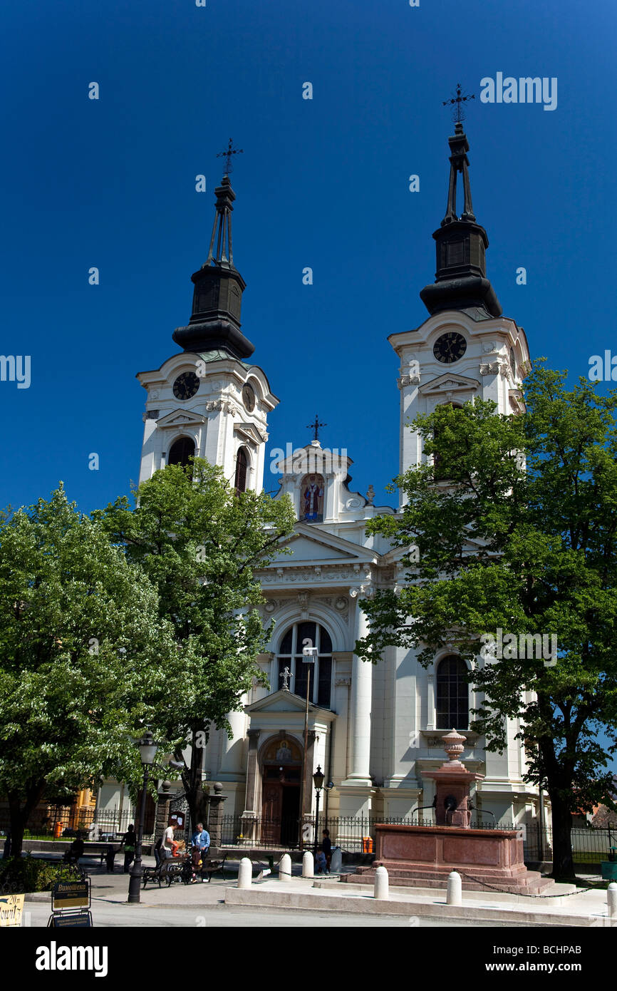 Kathedrale-Kirche in Sremski Karlovci und Hauptplatz Stockfoto