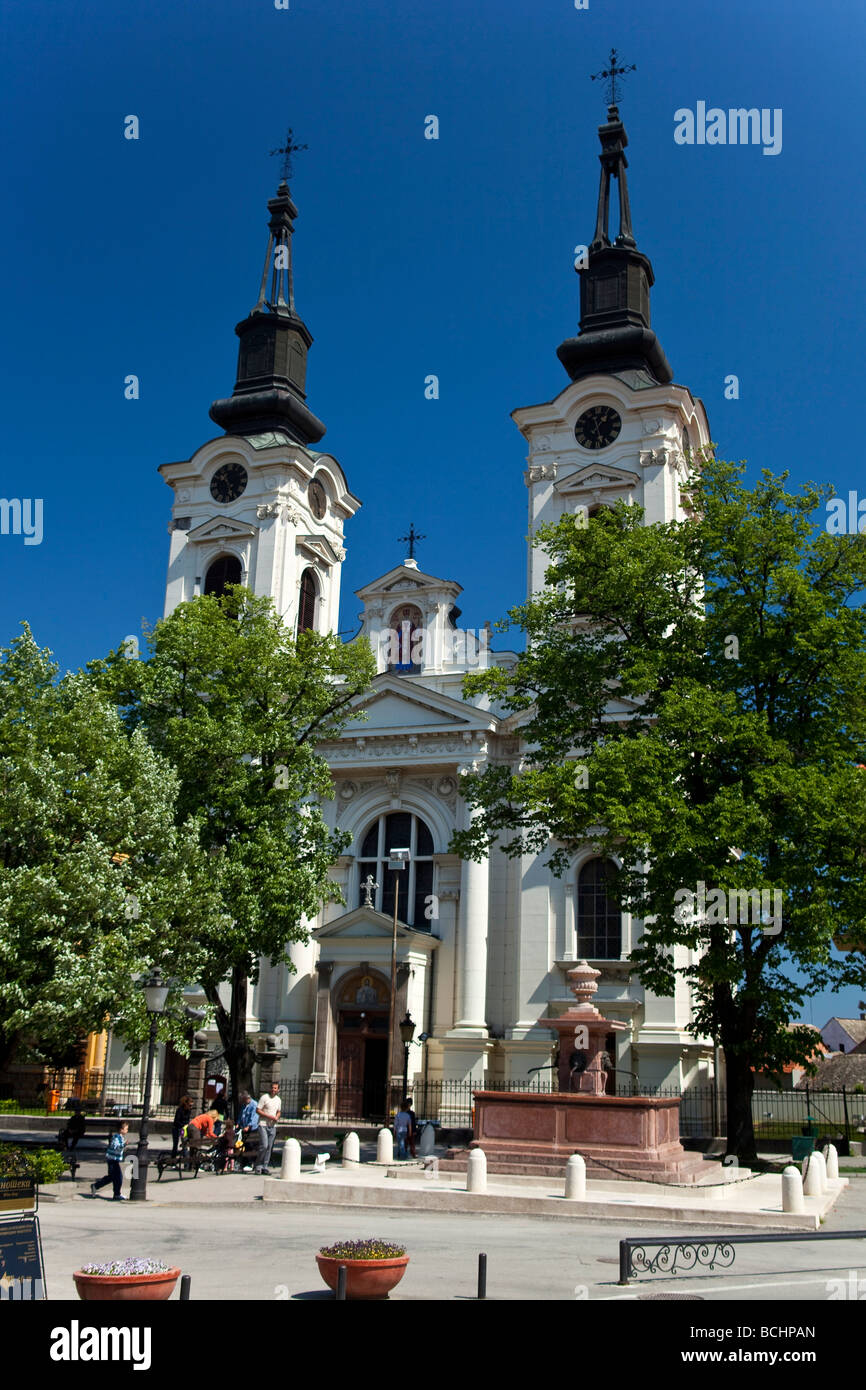 Kathedrale-Kirche in Sremski Karlovci und Hauptplatz Stockfoto