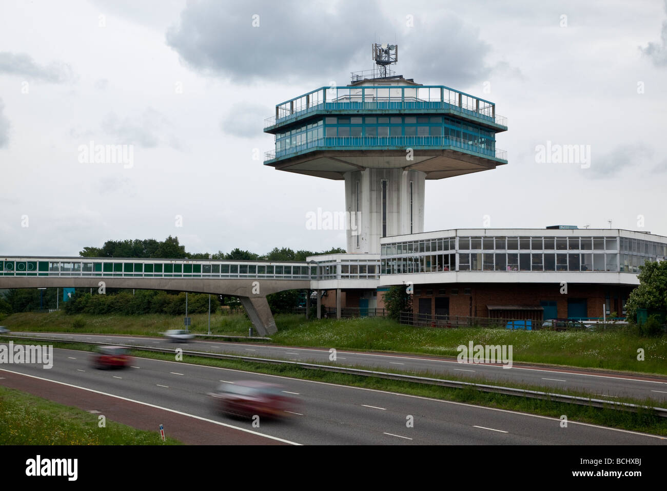 Forton Turm am Lancaster Dienstleistungen Autobahn M6 Stockfoto