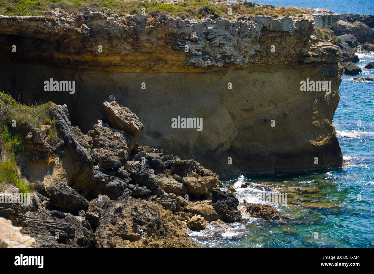 Küstenerosion Ammes Beach auf der griechischen Insel Kefalonia Griechenland GR Stockfoto