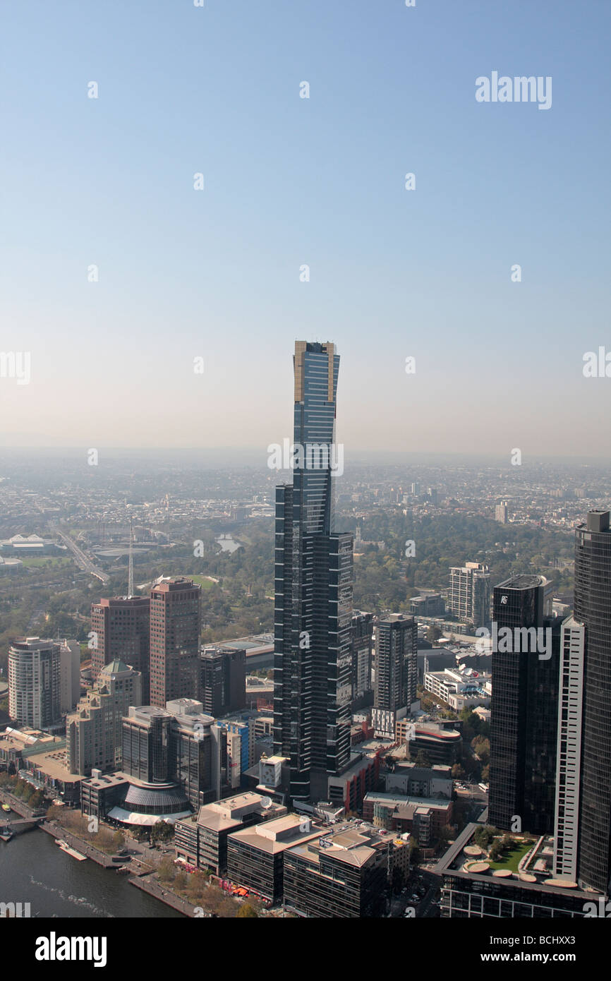 Der Eureka Tower angesehen von der 55. Stock Aussichtsplattform des Rialto Tower in Melbourne Victoria Australien Stockfoto