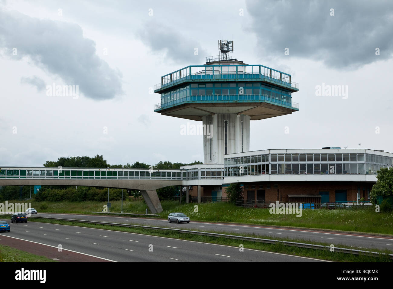 Forton Turm am Lancaster Dienstleistungen Autobahn M6 Stockfoto