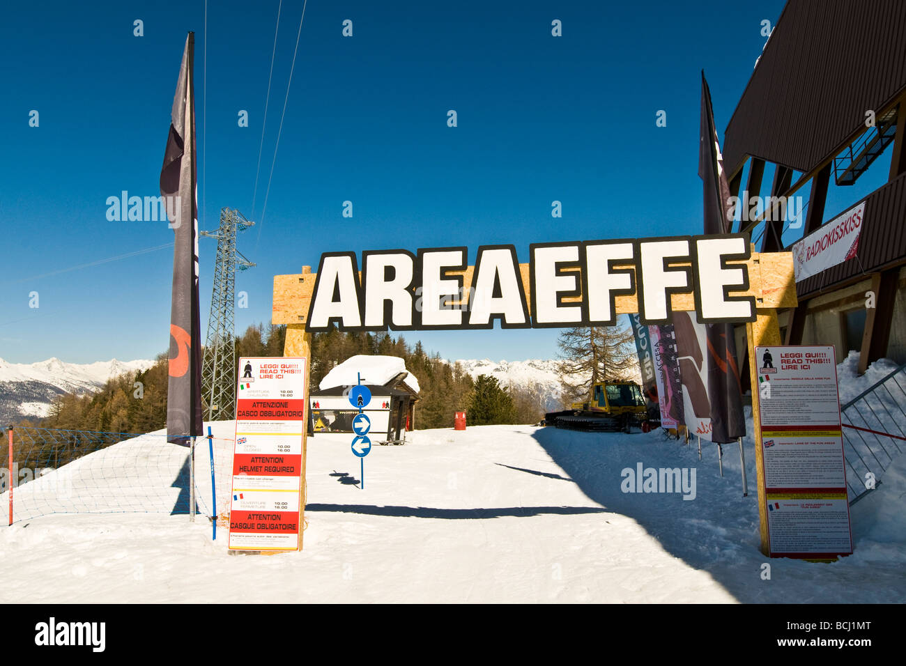 Snowpark Pila Aosta Italien Stockfoto