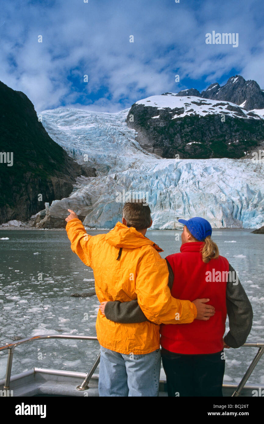 Anzeigen von Pedersen Gletscher von Ausflug-Aialik Bay AK Kenai Halbinsel Stockfoto