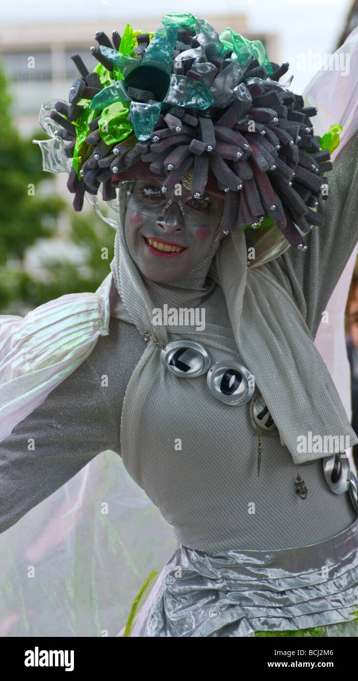 Weiblichen London Street performer Stockfoto