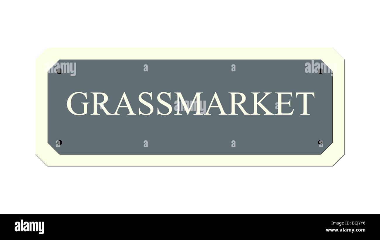 Edinburgh Grassmarket Straße Zeichen isolierten auf weißen Hintergrund Schottland Stockfoto