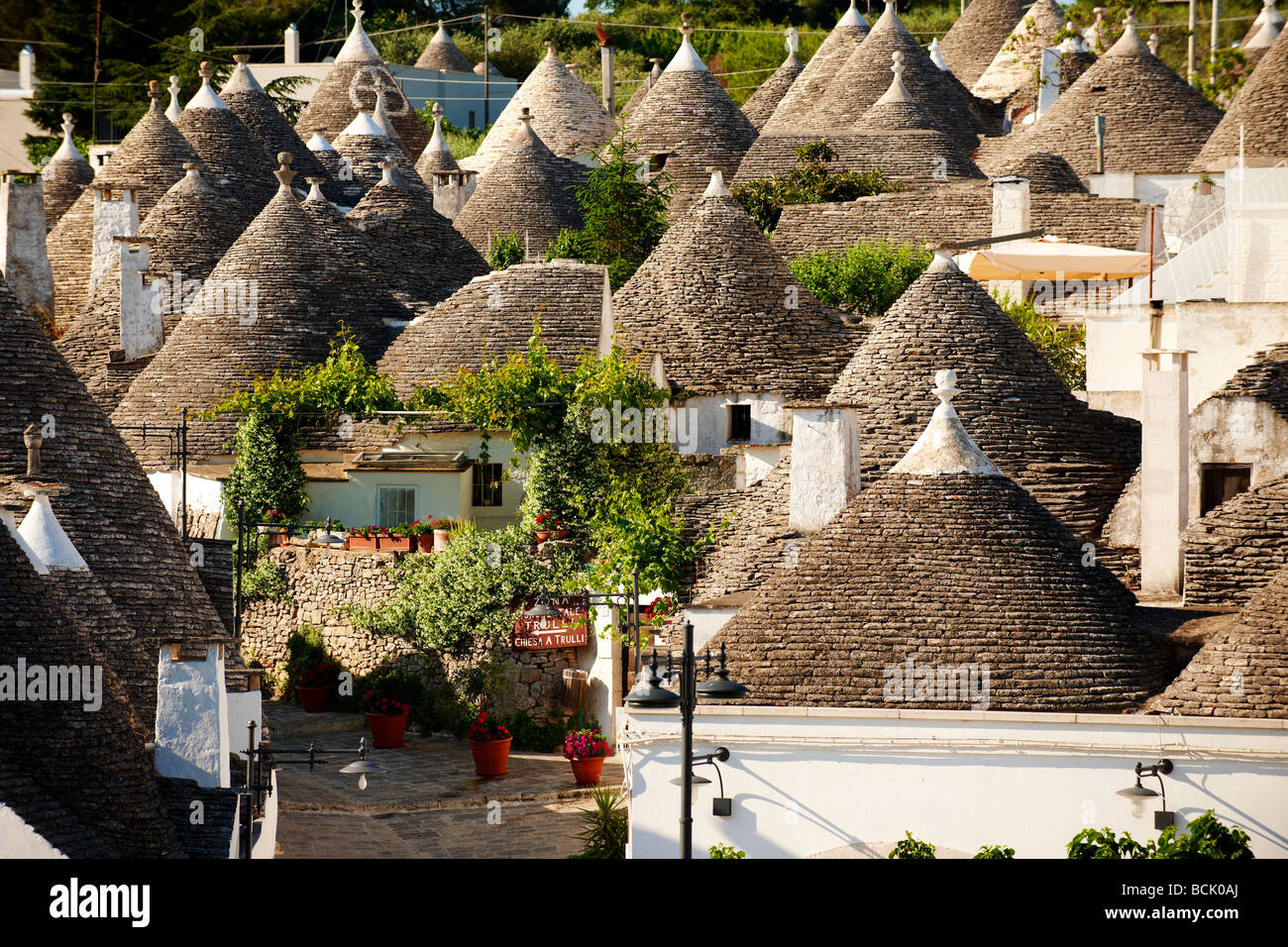 Dachansicht des traditionellen Trullo, Trulli, von Alberobello - Apulien - Italien Stockfoto
