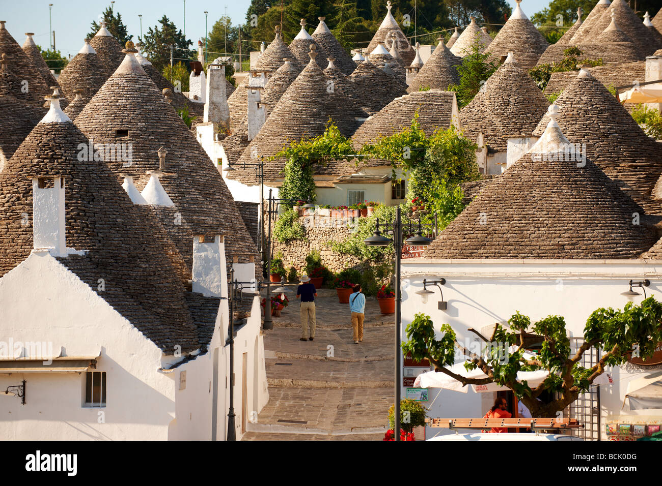 Dachansicht des traditionellen Trullo, Trulli, von Alberobello - Apulien - Italien Stockfoto