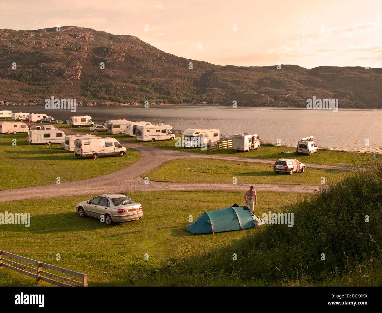 Camping am Loch Broom in der Nähe von Ullapool Scotland UK Stockfoto