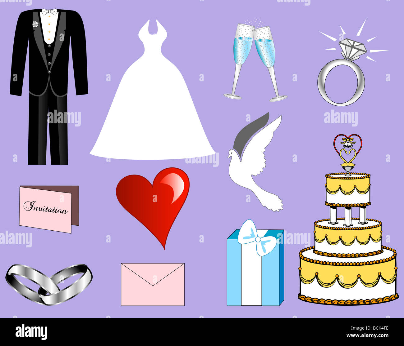 Hochzeit-Elemente & Symbole. Stockfoto