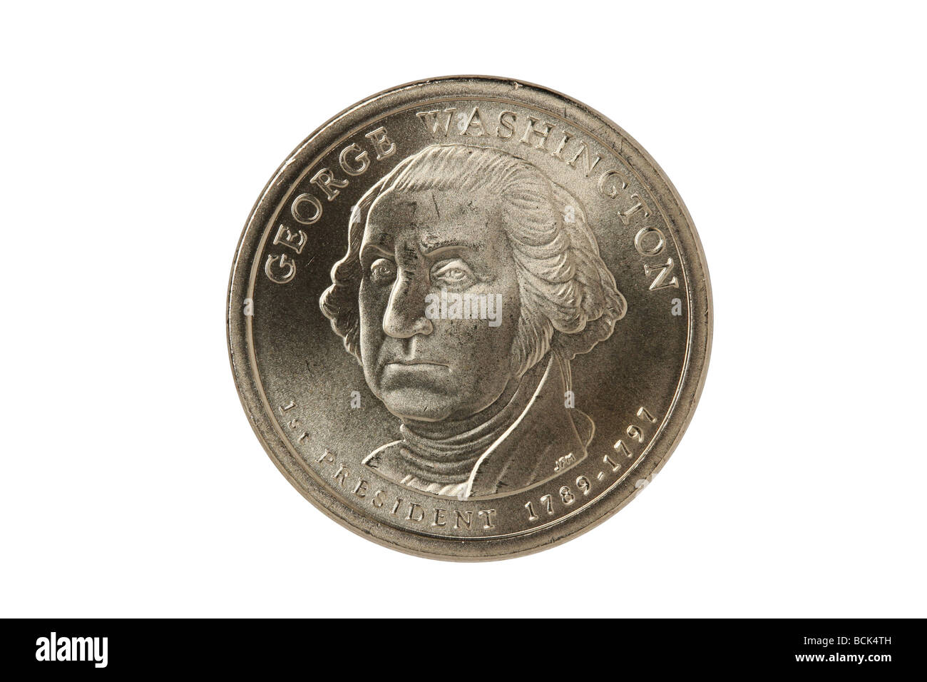 George Washington-Dollar-Münze mit Beschneidungspfad Stockfoto