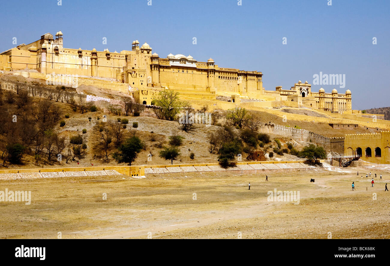 Architektonischen Stil des indischen Amber Fort in Jaipur Rajasthan Stockfoto