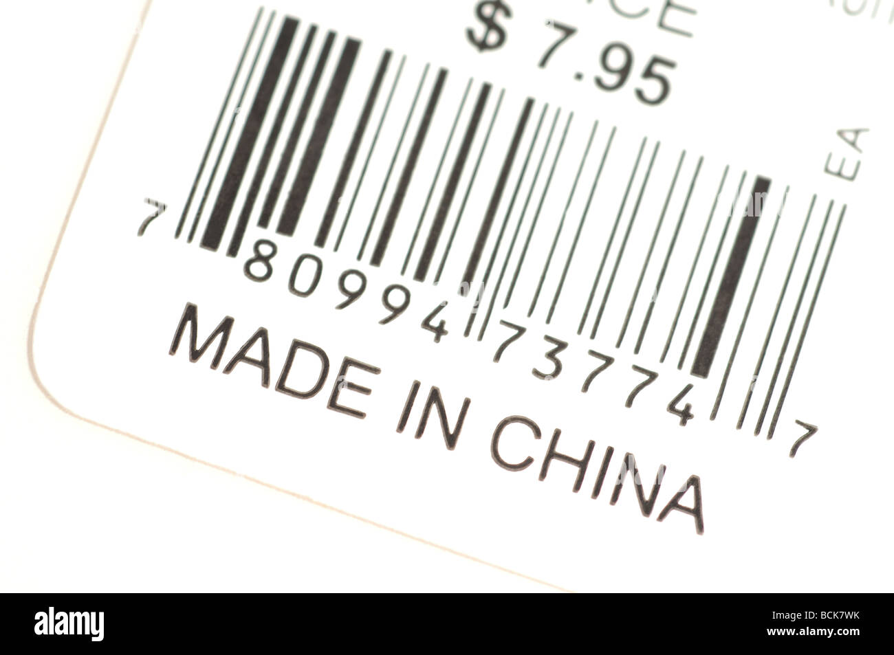 Preisschild-MADE IN CHINA-Nahaufnahme Stockfoto