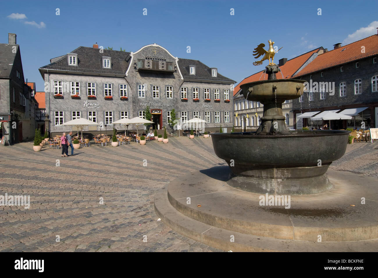 Marktbrunnen in Goslar Stockfoto