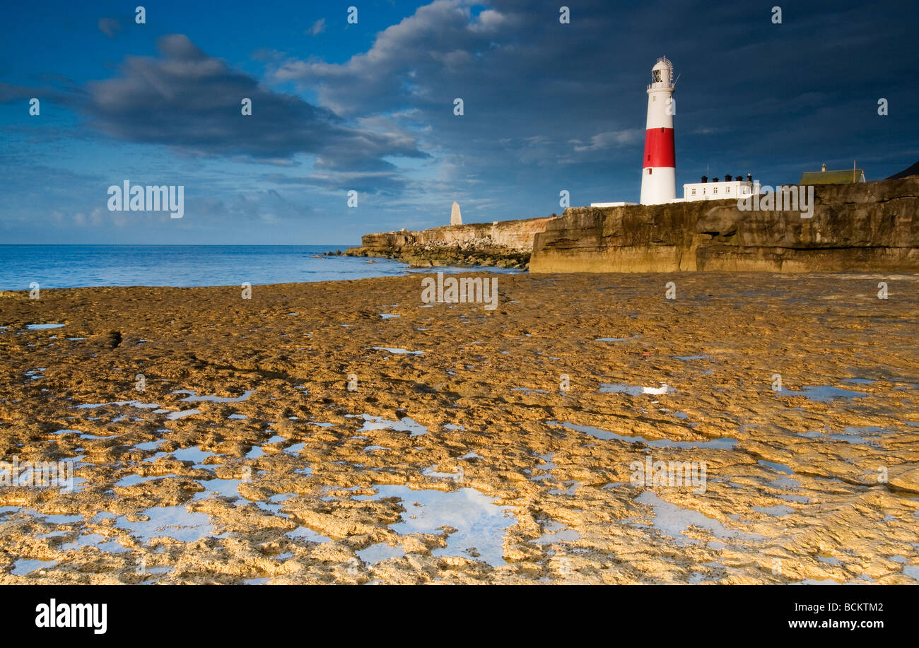 Sonnenaufgang am Portland Bill Leuchtturm in der Nähe von Weymouth South Dorset South West England UK Stockfoto