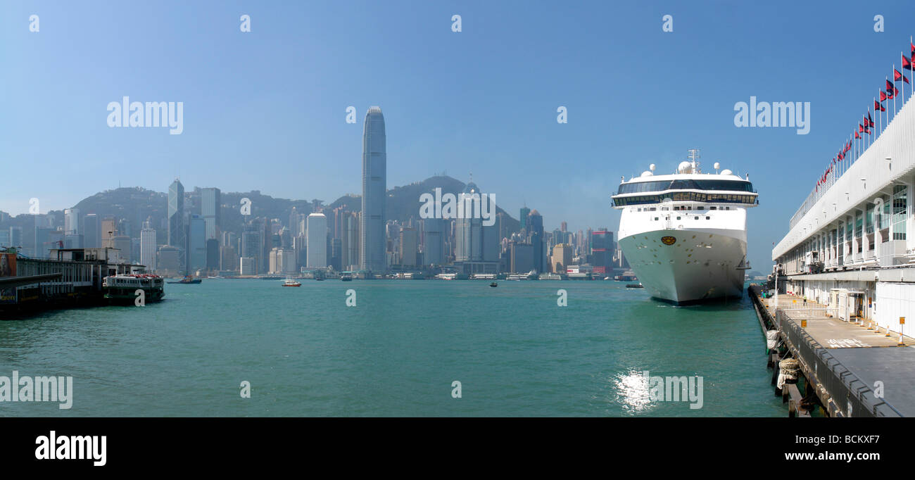 Panorama-China-Hongkong-Hafen von Kowloon Stockfoto