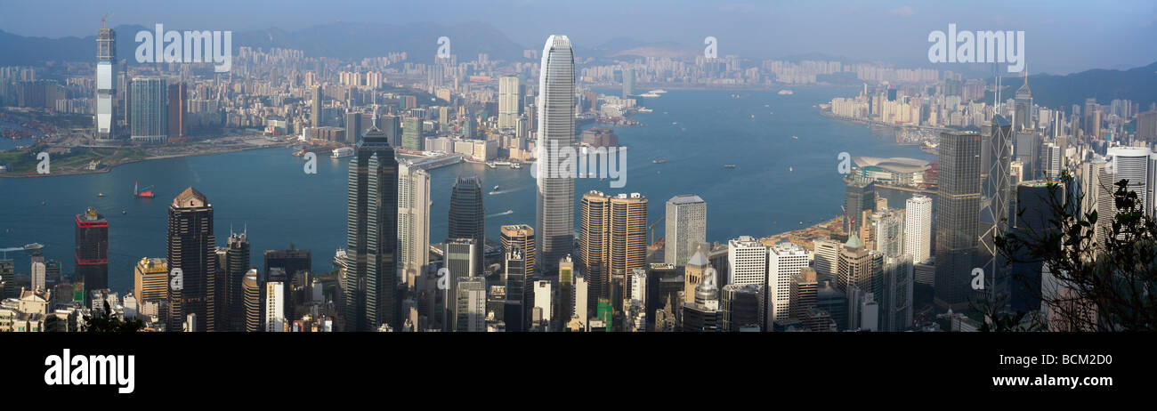 China Hongkong Victoria Harbour View vom Gipfel oder von Kowloon Seite Stockfoto