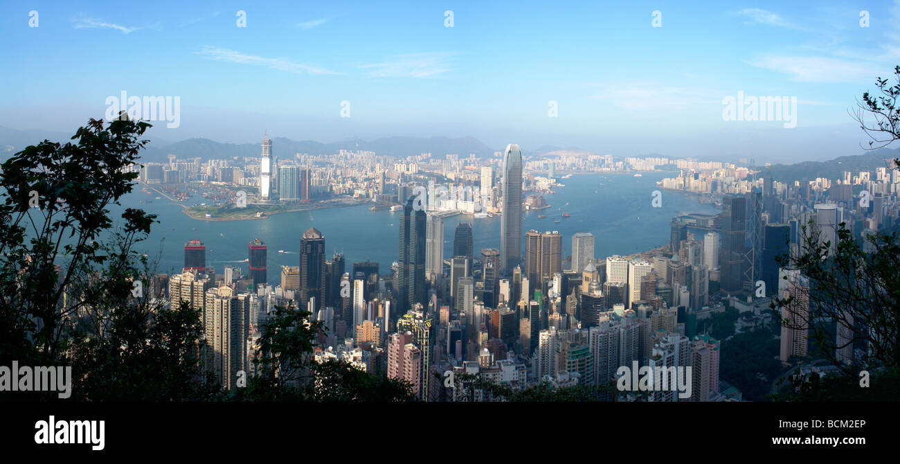 China Hongkong Victoria Harbour View vom Gipfel oder von Kowloon Seite Stockfoto