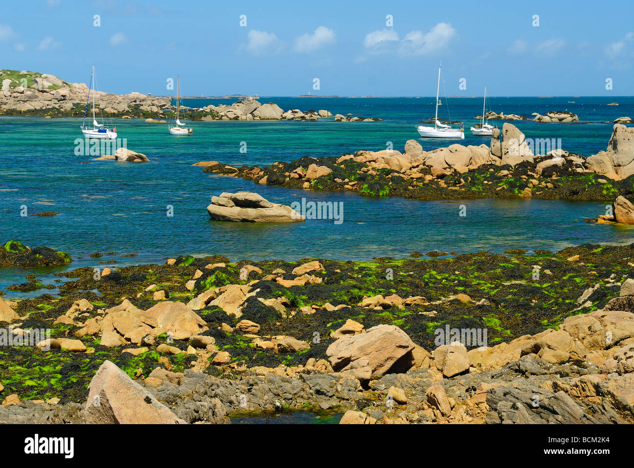 Granit-Strand der Bucht von Morlaix, Frankreich Stockfoto