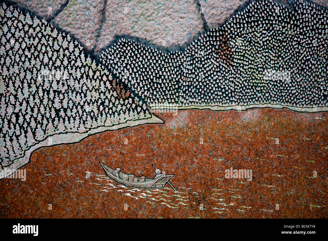 Japanische Stein Kunstskulptur in Tokio auf dem Hotel New Otani Stockfoto