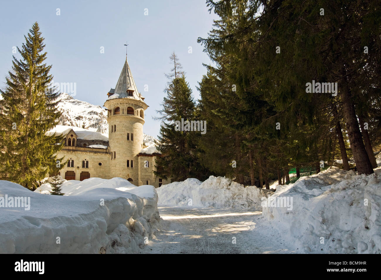 Savoia Burg Gressoney Saint Jean Aosta Italien Stockfoto