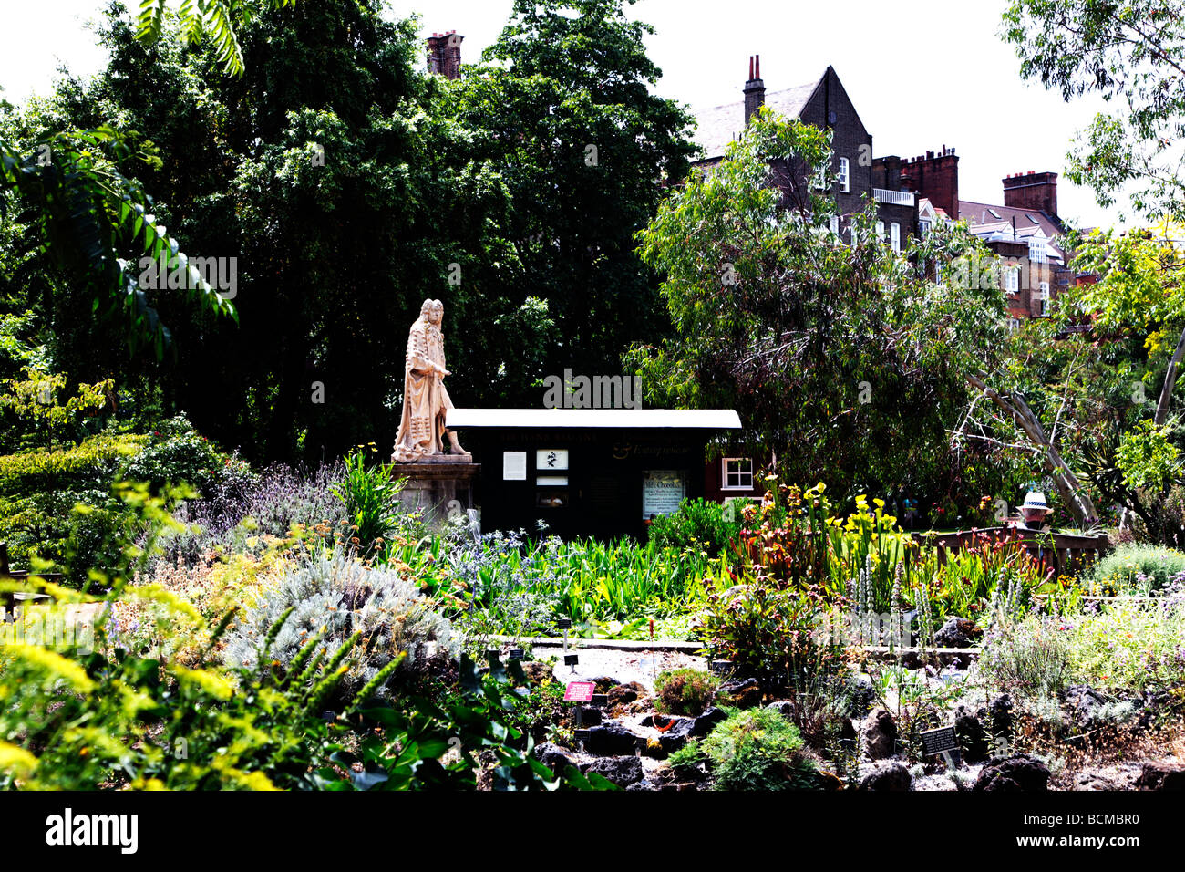 Chelsea Physic Garden London ältesten botanischen Garten und Statue von Hans Sloane London England UK Stockfoto