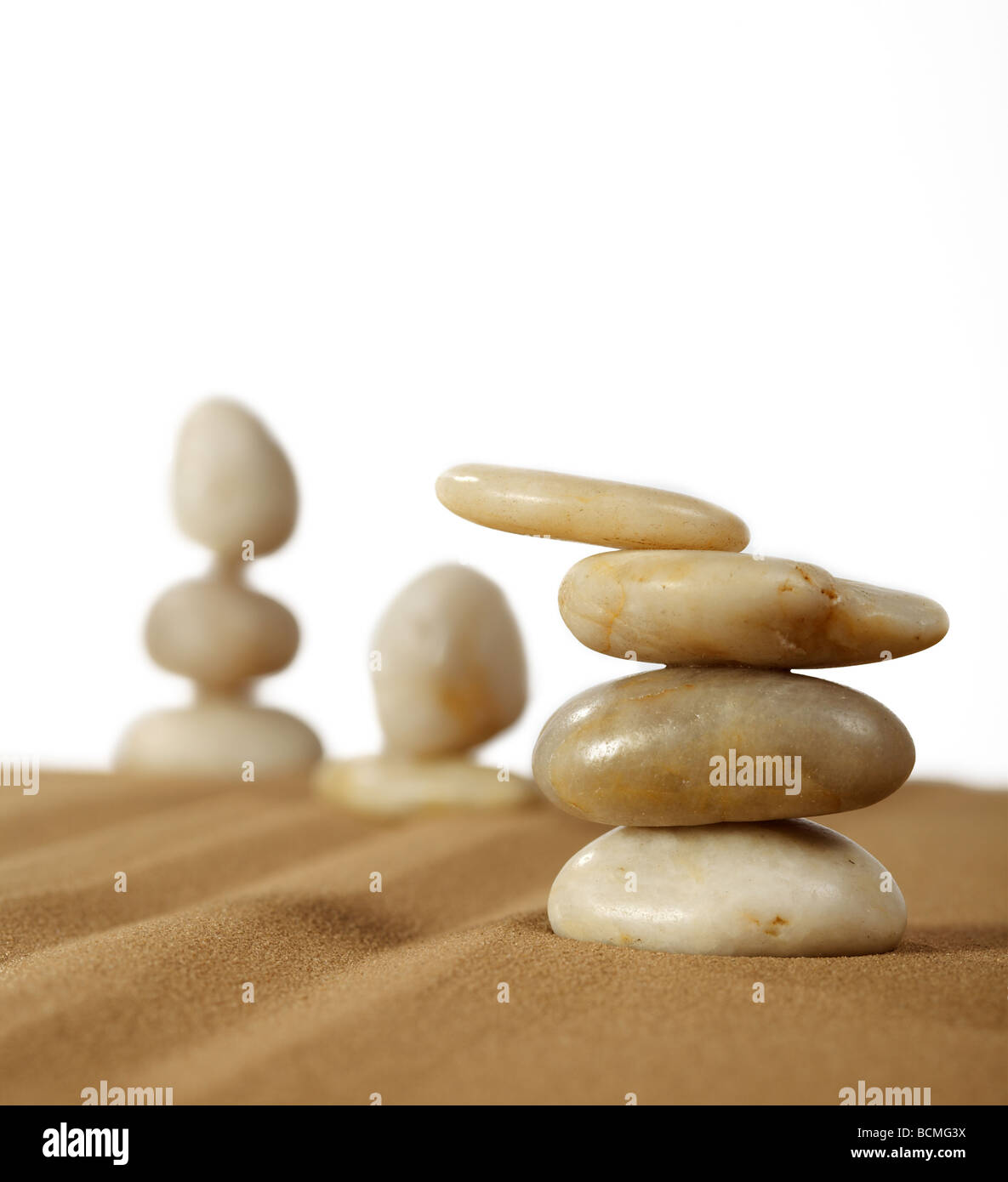 Elemente-Fengshui für eine Entspannung und Konzentration von Ideen auf sand Stockfoto