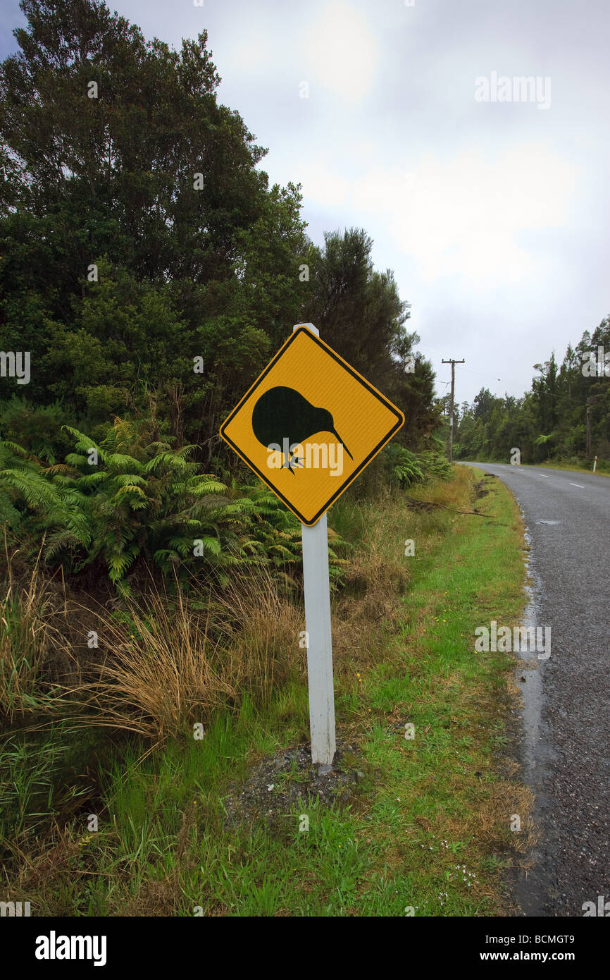 Kiwi Road Shield, Südinsel, Neuseeland Stockfoto