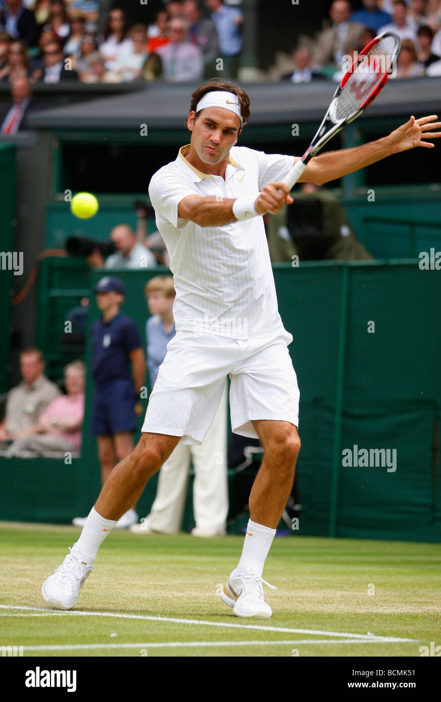 Wimbledon Championships 2009, Roger Federer SUI in Aktion Stockfoto