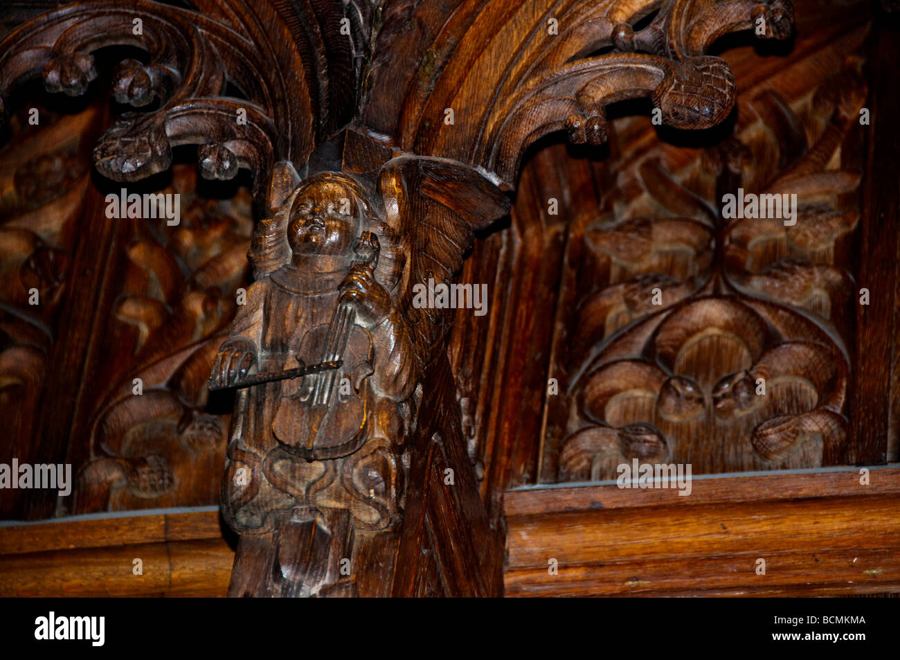 Holz geschnitzt Winkel in der Distel-Kapelle von St. Giles, Edinburgh Stockfoto