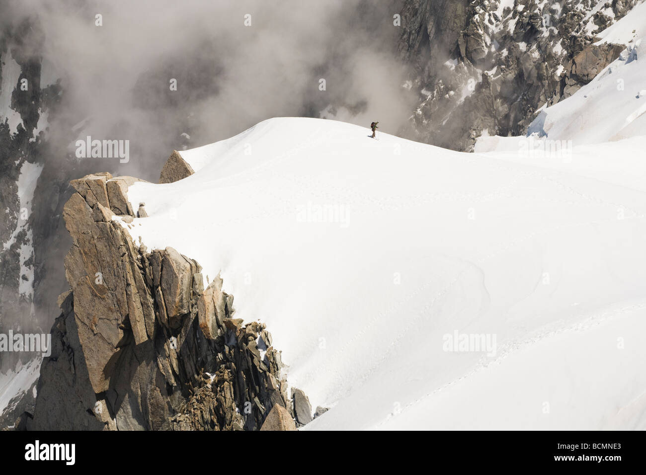 Skifahrer, Vallée Blanche, Alpen Stockfoto