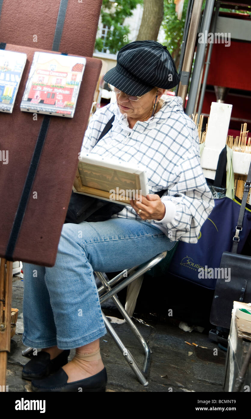 Streetart-Künstler auf dem Montmartre, Paris Stockfoto