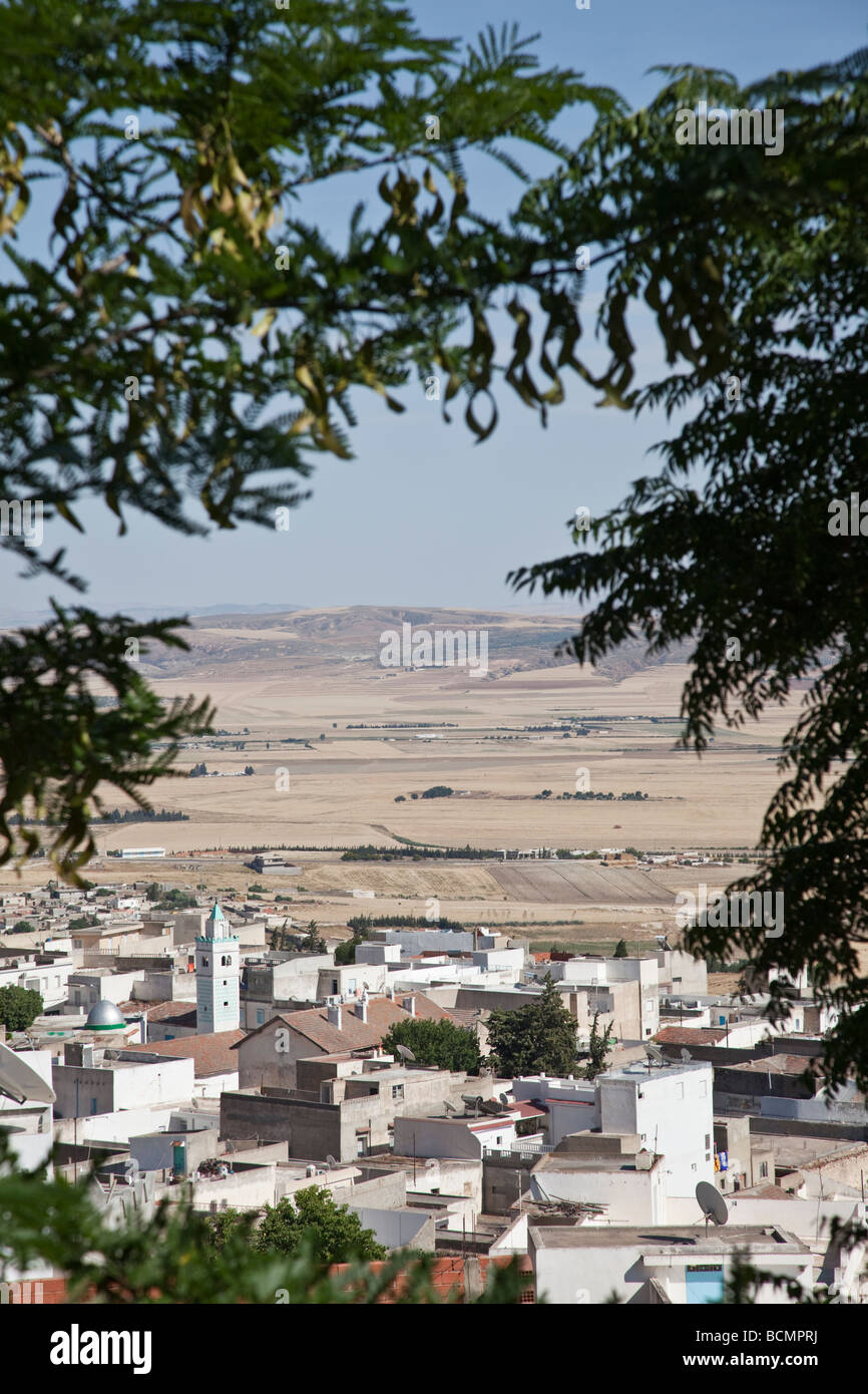Blick auf Le Kef, die heimliche Hauptstadt der westlichen Tunesien, wie gesehen von der Kasbah (Festung) Stockfoto