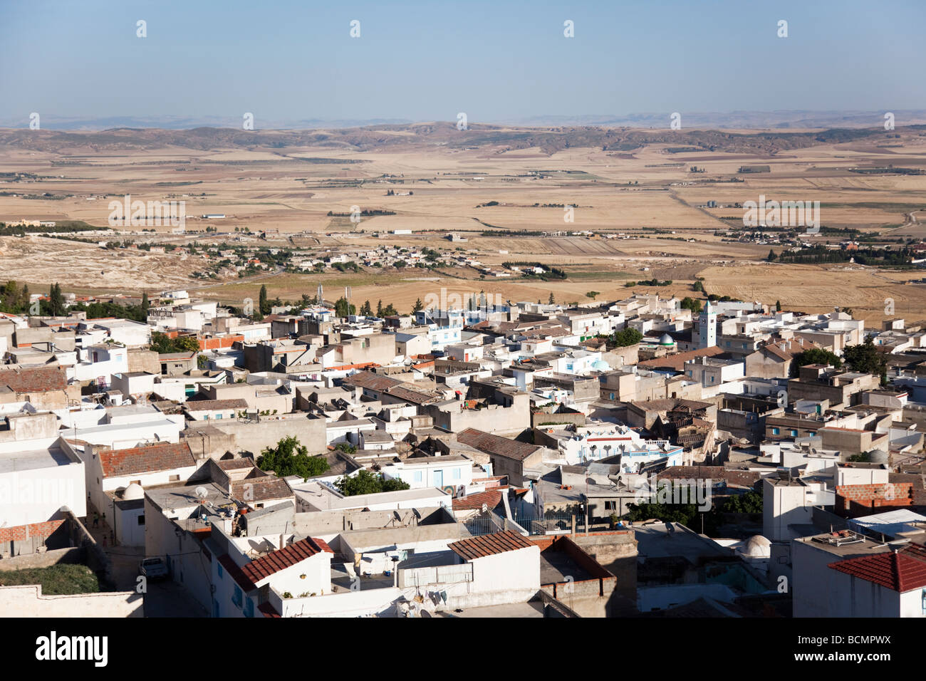 Blick auf Le Kef, Tunesien, wie aus der Kasbah (Festung) oben zu sehen.  Le Kef, die heimliche Hauptstadt der westlichen Tunesien ist ein charmantes Stockfoto