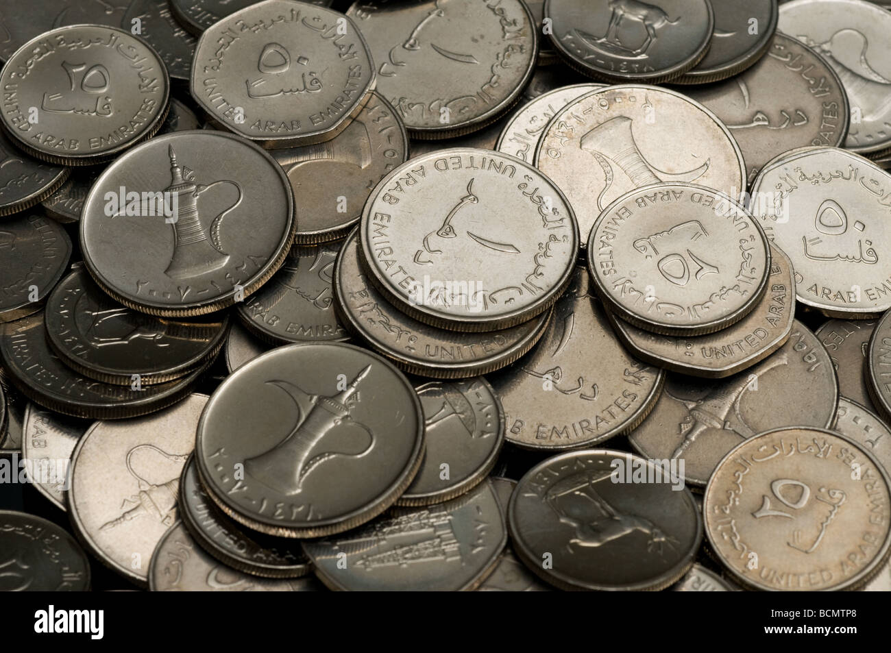 VAE-Dirham-Münzen Stockfoto