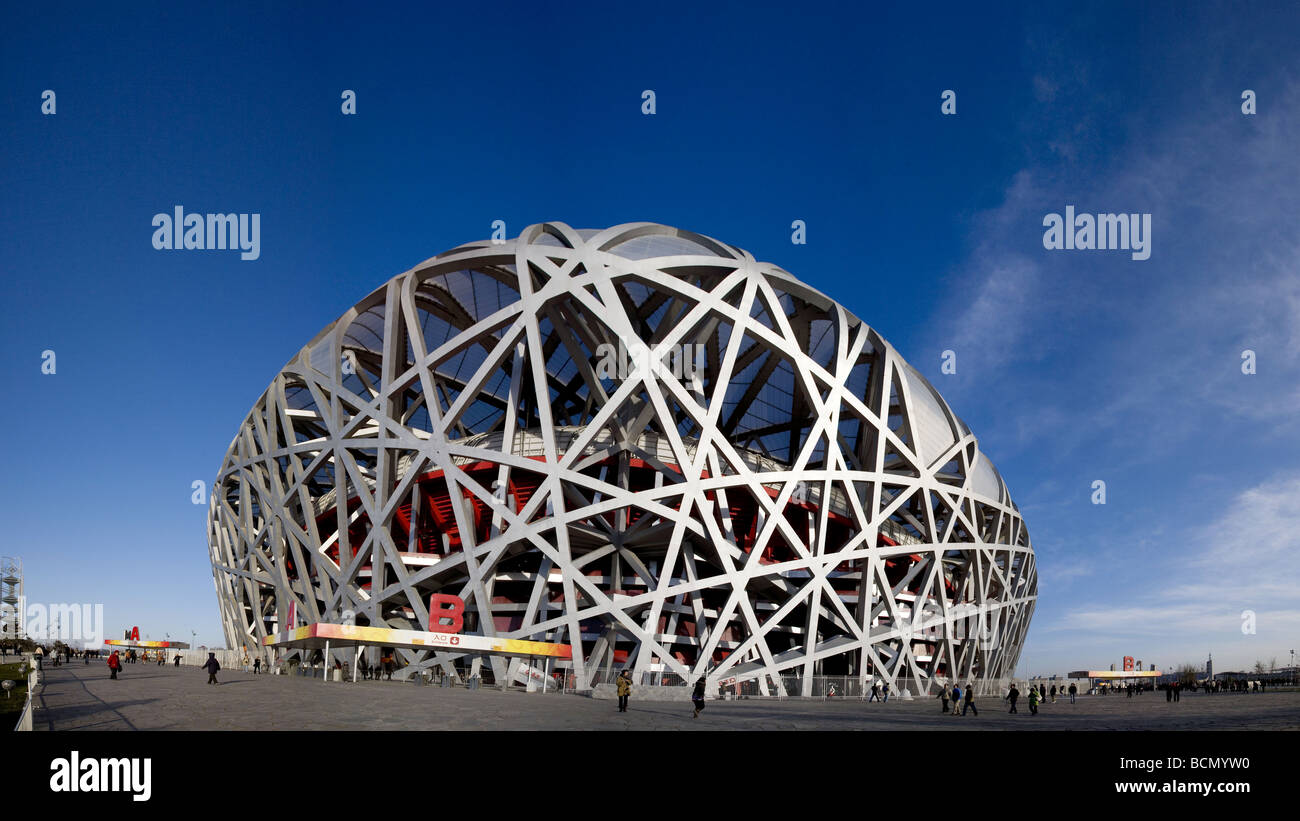 Nationalstadion, Vogelnest, für die 29. Olympischen Spiele in Peking, China Stockfoto