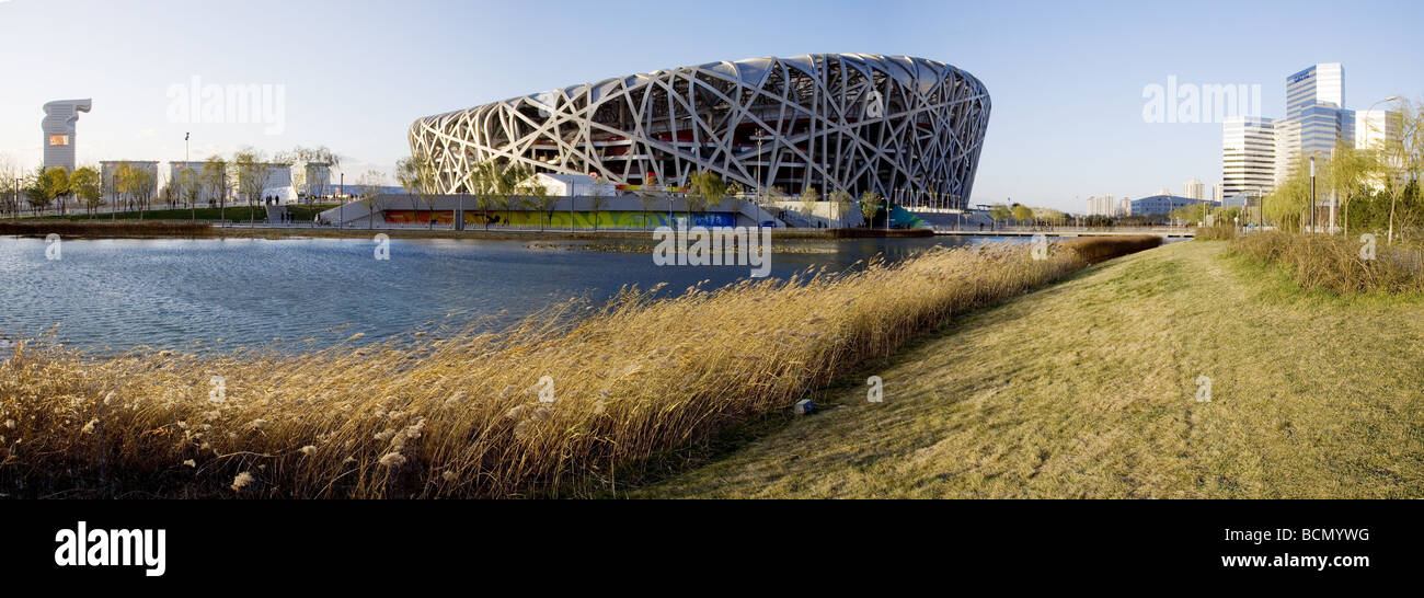 Nationalstadion, Vogelnest, für die 29. Olympischen Spiele in Peking, China Stockfoto