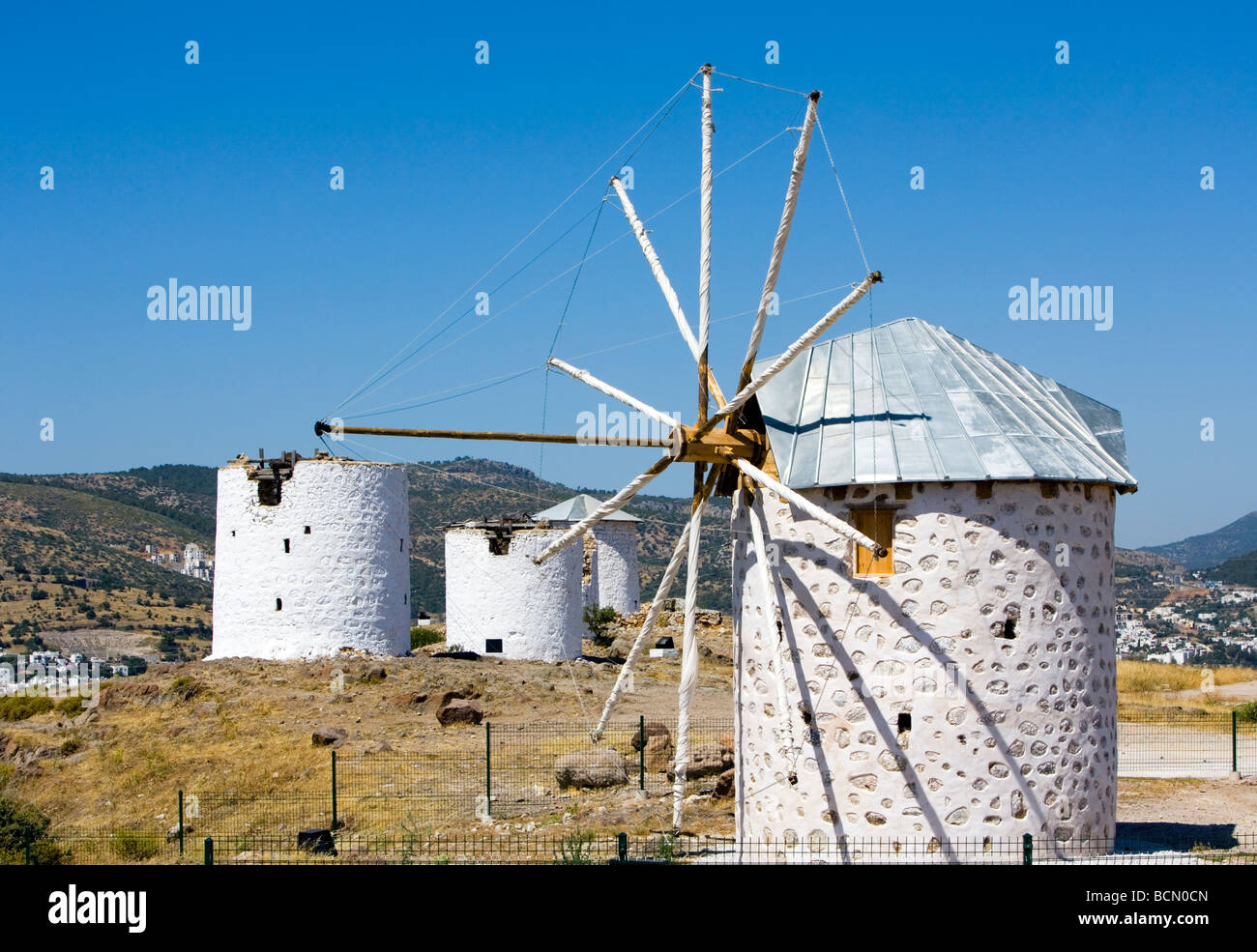 Windmühlen Bodrum, Türkei Stockfoto