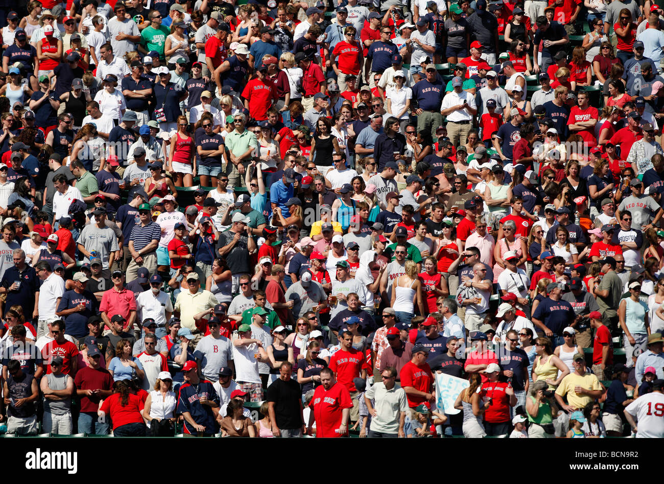 Fans auf der Tribüne während ein Baseball-Spiel, Fenway Park in Boston, Massachusetts Stockfoto