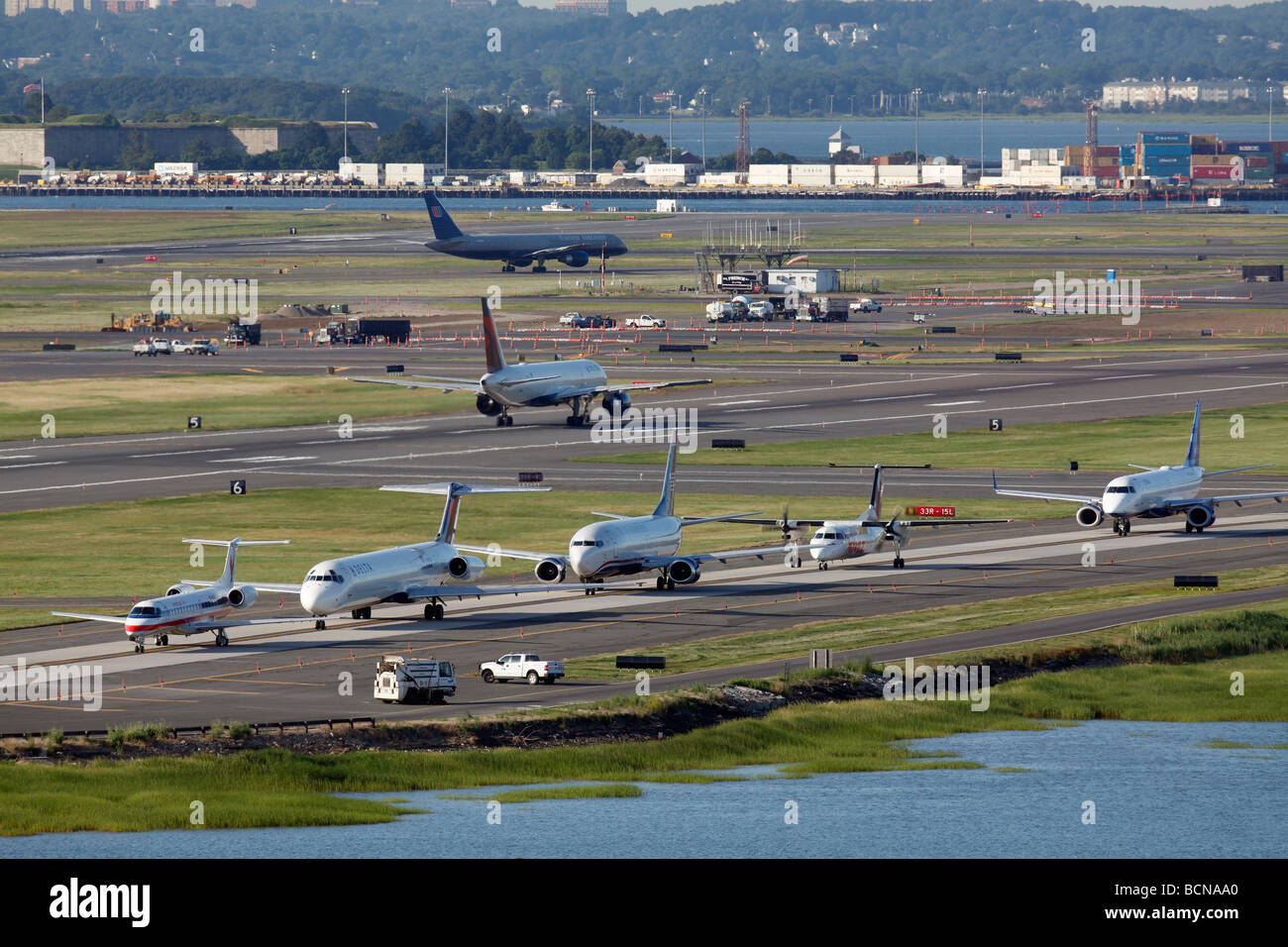 Aktivität am Logan International Airport in Boston, Massachusetts Stockfoto